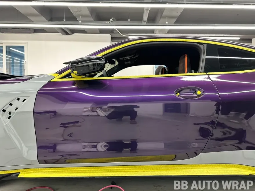 BMW M4 G82 カーラッピング事例｜ミッドナイトパープル 施工写真 3-2