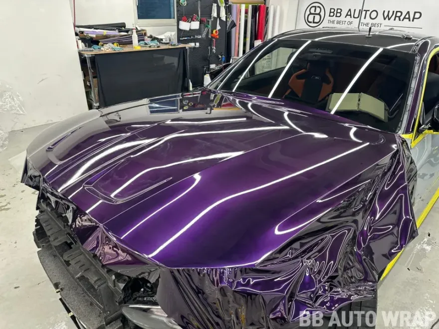 BMW M4 G82 カーラッピング事例｜ミッドナイトパープル 施工写真 1-3