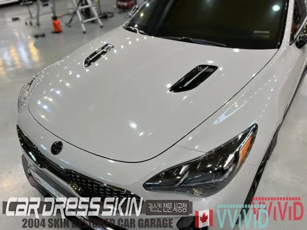 Kia Stingerのカーラッピング事例|ポルシェ風スレートグレー 施工写真 4-2