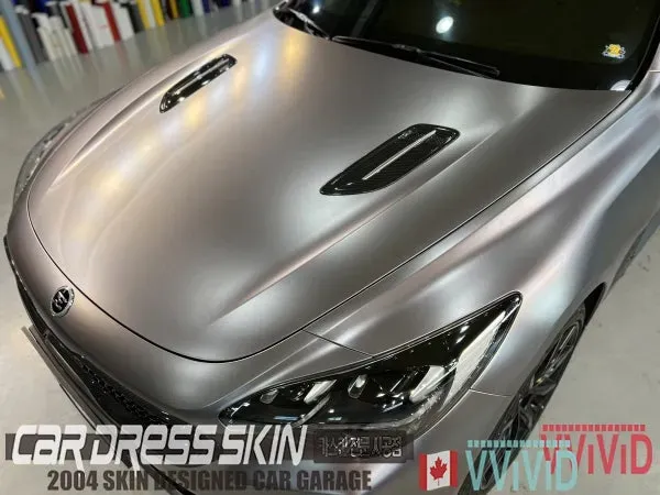 Kia Stinger カーラッピング事例:無光スモークグレークロム 施工写真 2-3
