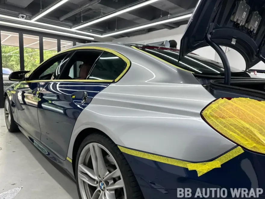 BMW 6 Seriesのカーラッピング事例|GTシルバーの仕上がり 施工写真 3-1