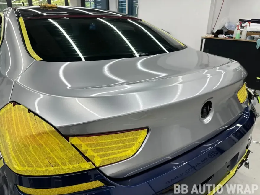 BMW 6 Seriesのカーラッピング事例|GTシルバーの仕上がり 施工写真 3-3