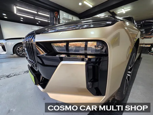 BMW i7 PPF施工事例|デュアルカラーとクローム除去 施工写真 3-2