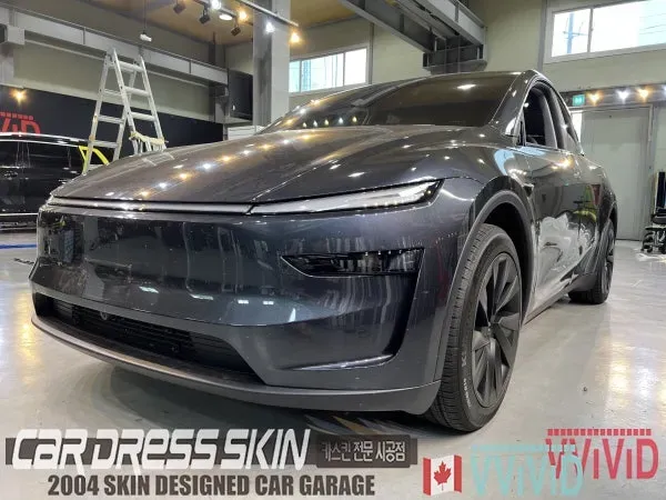 Tesla Model Y PPF施工事例｜ステルスグレー無光 施工写真 3-3