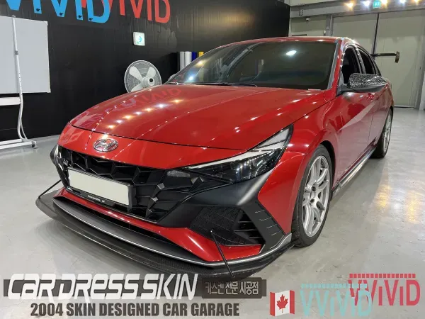 Hyundai Elantra Nのカーラッピング事例｜パープル色で個性を演出 施工写真 3-1