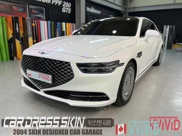 Genesis G90 カーラッピング事例|ホワイトカメレオン 施工写真 2-1
