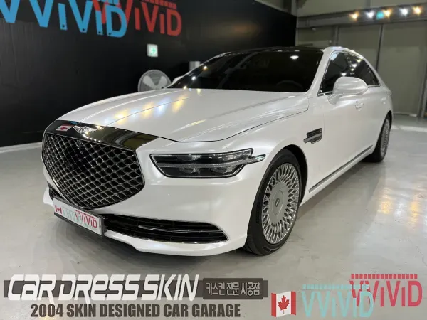 Genesis G90 カーラッピング事例|ホワイトカメレオン 施工写真 1-2