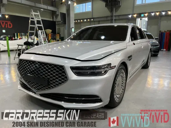 Genesis G90 カーラッピング事例|ホワイトカメレオン 施工写真 4-2