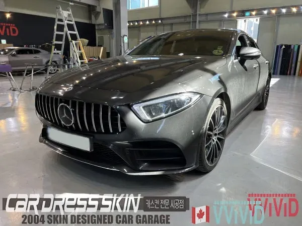 Mercedes-Benz CLSのカーラッピング事例｜無光グリーンクロム 施工写真 1-1