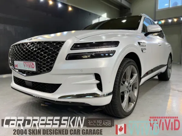 Genesis GV80 カーラッピング事例｜サテンホワイトの高級感 施工写真 1-3