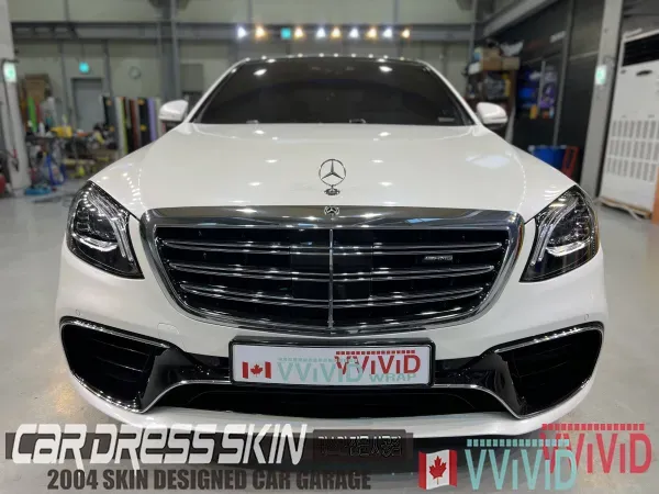 Mercedes-Benz S63 AMGのカーラッピング事例|パールホワイト 施工写真 2-3
