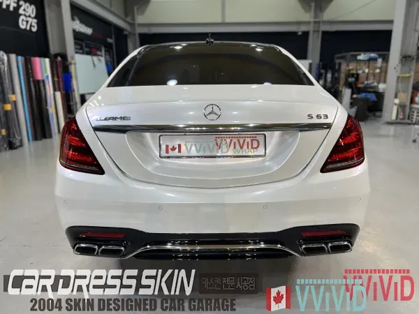 Mercedes-Benz S63 AMGのカーラッピング事例|パールホワイト 施工写真 3-3