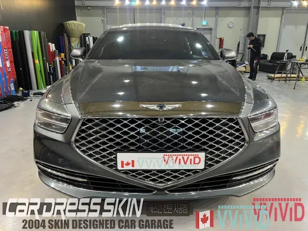 Genesis G90 カーラッピング事例|ホワイトハイグロス 施工写真 2-1