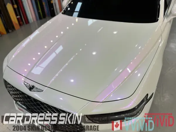 Genesis G90 カーラッピング事例|ホワイトハイグロス 施工写真 3-2
