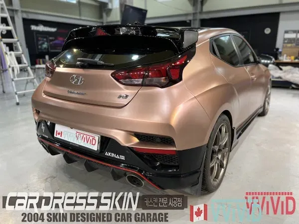 Hyundai Veloster N カーラッピング事例：無光ローズゴールドクロム 施工写真 3-3