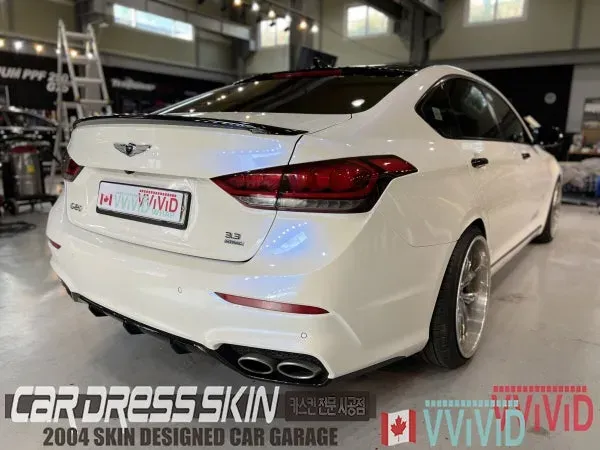 Genesis G80のカーラッピング事例|ホワイトカメレオンの仕上がり 施工写真 3-2