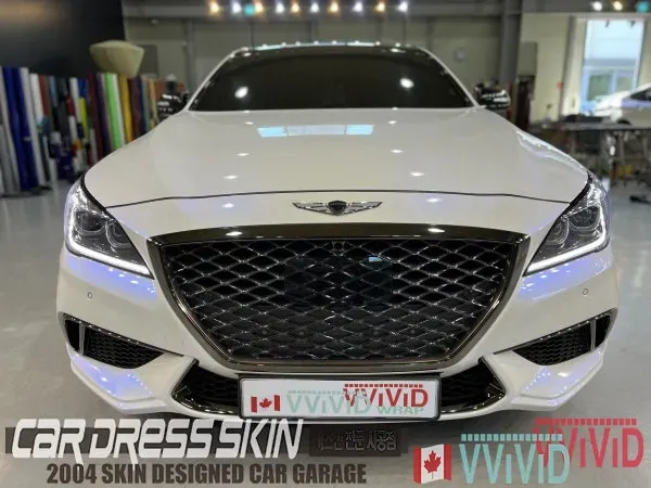 Genesis G80のカーラッピング事例|ホワイトカメレオンの仕上がり 施工写真 4-2