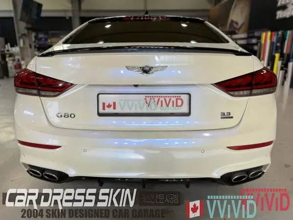 Genesis G80のカーラッピング事例|ホワイトカメレオンの仕上がり 施工写真 1-3